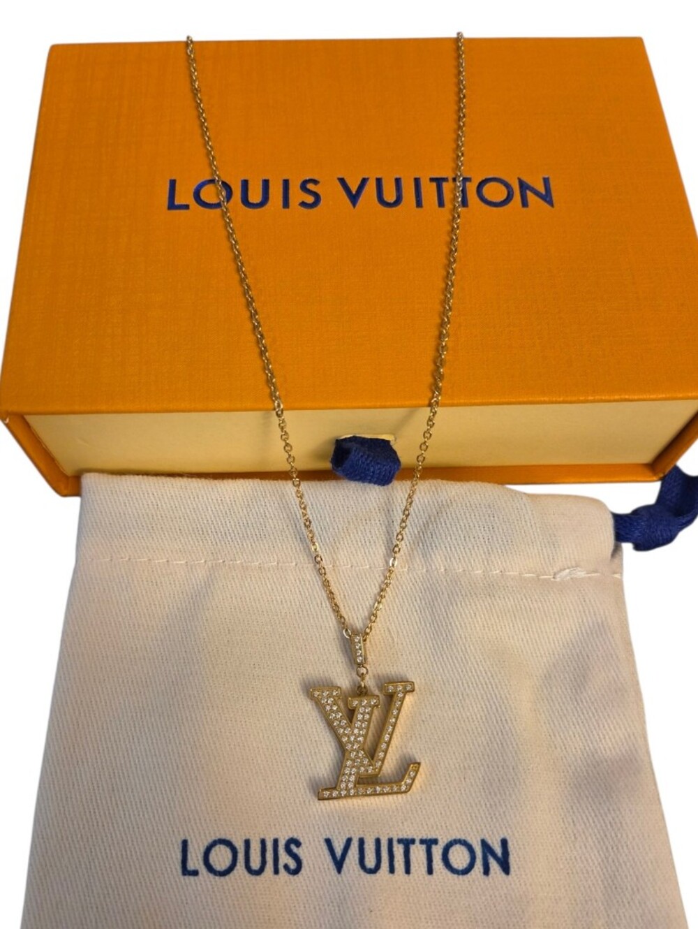 (LIKE NEW🔥) ✨ Louis Vuitton ✨ Gold-tone Crystal Pendant Necklace